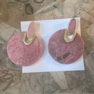 Kendra Scott Didi Gold Statement Earrings in Pink Rhodonite